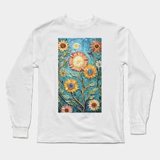 Sunflowers in Mosaic: Van Gogh's Radiant Bloom Long Sleeve T-Shirt